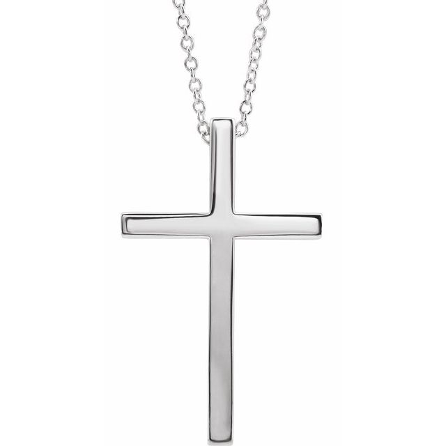 14K White Gold 25.7x15.7 mm Cross 18" Necklace