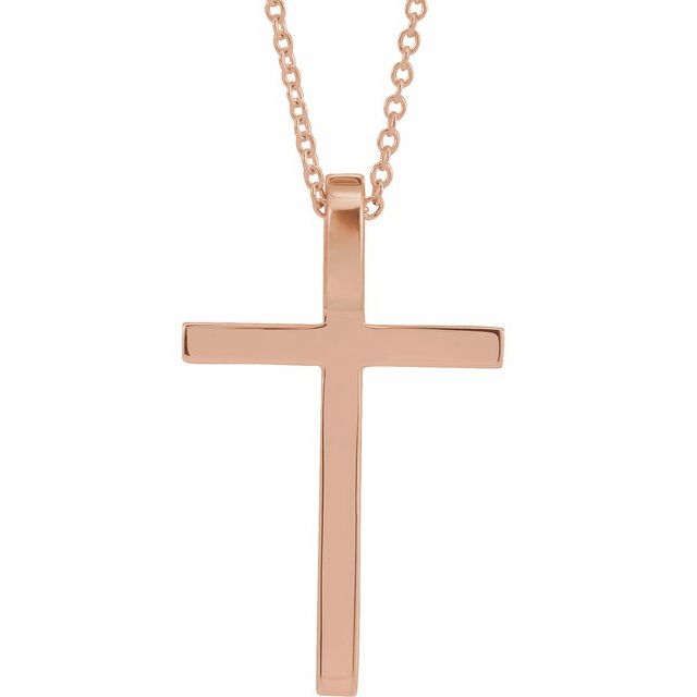 14K Rose Gold 25.7x15.7 mm Cross 18" Necklace