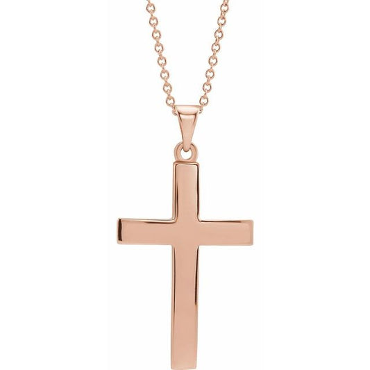 14K Rose Gold Cross 18" Necklace  
