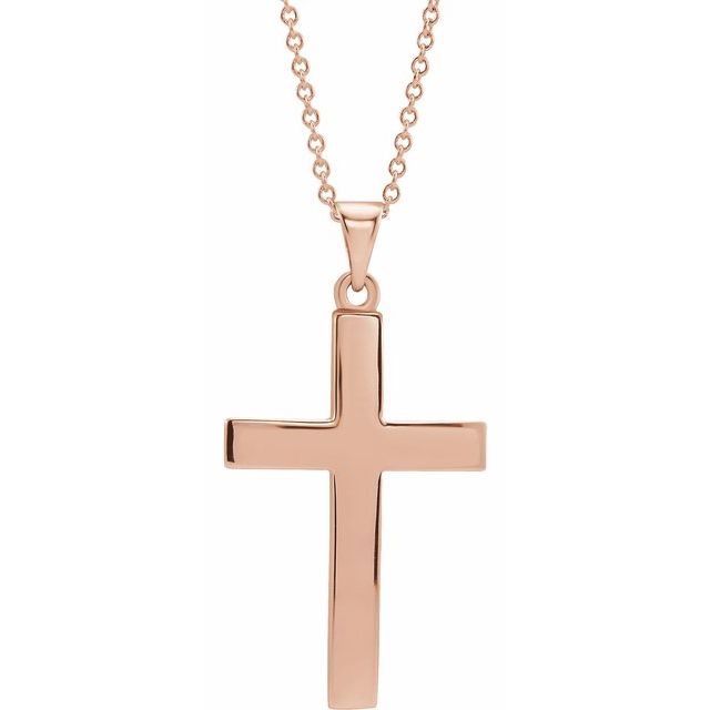 14K Rose Gold Cross 18" Necklace
