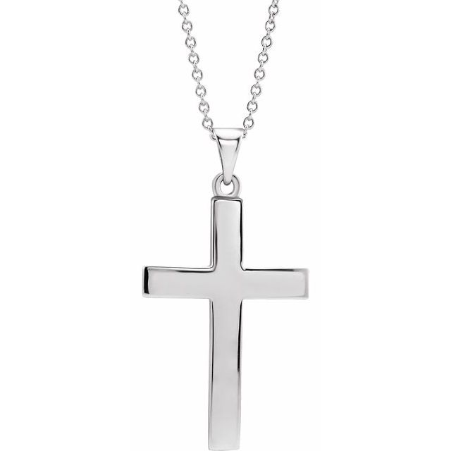 14K White Gold Cross 18" Necklace  