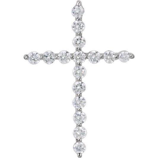 14K White Gold 1/5 CTW Natural Diamond Cross Pendant