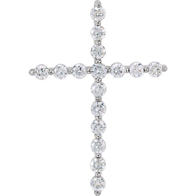Platinum 1  CTW Natural Diamond Cross Pendant