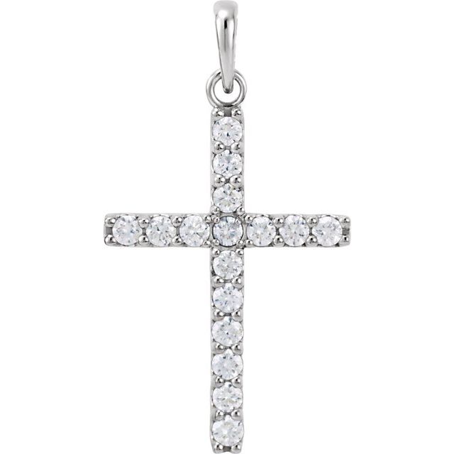 14K White Gold 1/2 CTW Natural Diamond Cross Pendant