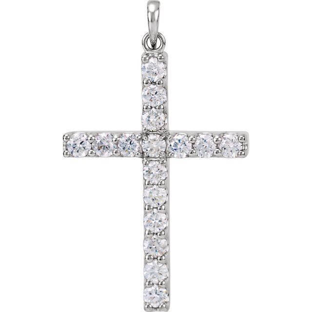 14K White Gold 1 1/4 CTW Natural Diamond Cross Pendant