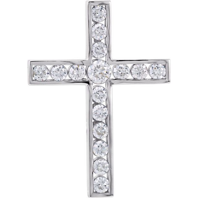 Platinum 3/4 CTW Natural Diamond Cross Pendant