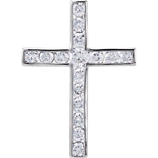 Platinum 1/4 CTW Natural Diamond Cross Pendant