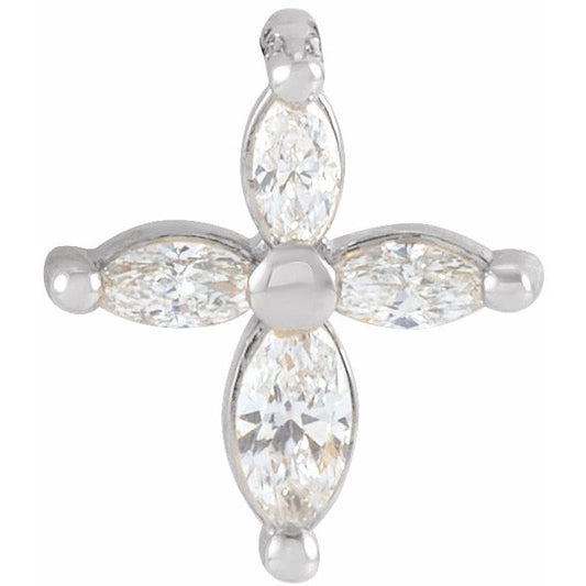 14K White Gold 1/6 CTW Natural Diamond Cross Pendant