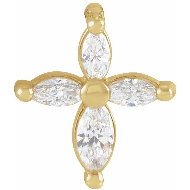 14K Yellow Gold 1/6 CTW Natural Diamond Cross Pendant