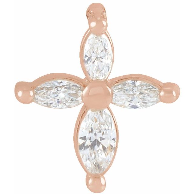 14K Rose Gold 1/6 CTW Natural Diamond Cross Pendant