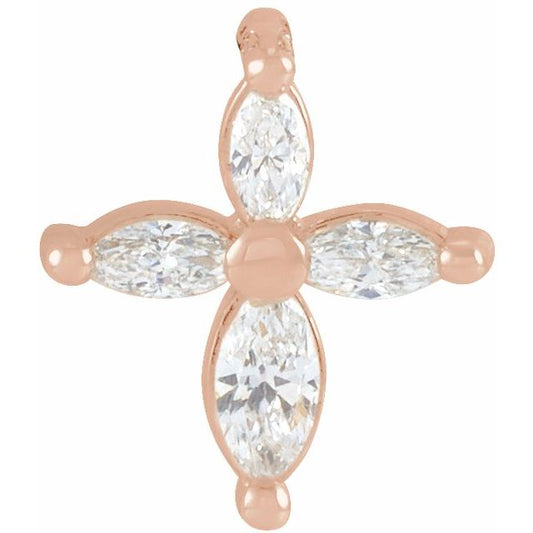 14K Rose Gold 1/6 CTW Natural Diamond Cross Pendant