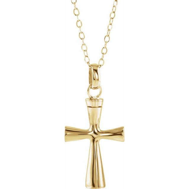 10K Yellow Gold Cross Ash Holder Pendant
