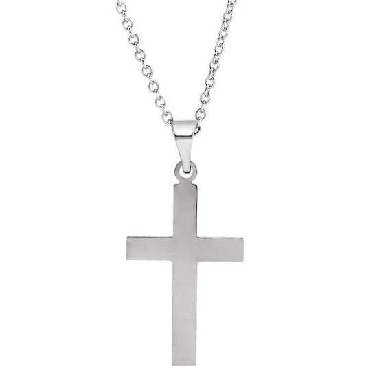 14K White Gold 25.9x12 mm Cross 18" Necklace