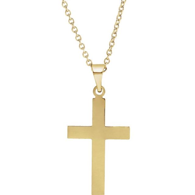 14K Yellow Gold 25.9x12 mm Cross 18" Necklace