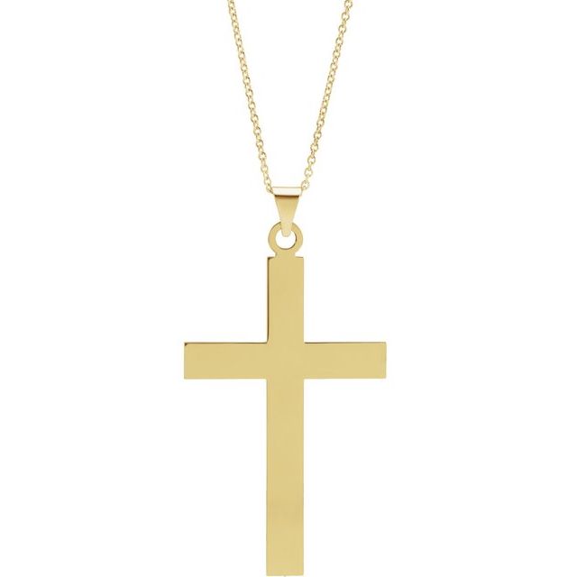 14K Yellow Gold 49.4x25 mm Cross 18" Necklace