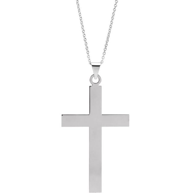 Sterling Silver 49.4x25 mm Cross 18" Necklace