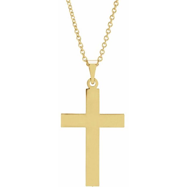14K Yellow Gold 29.4x13.8 mm Cross 18" Necklace