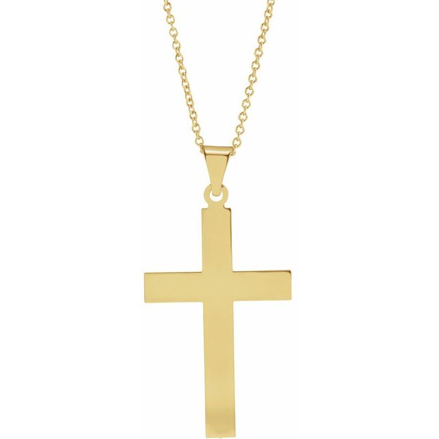 14K Yellow Gold 36.8x17.7 mm Cross 18" Necklace
