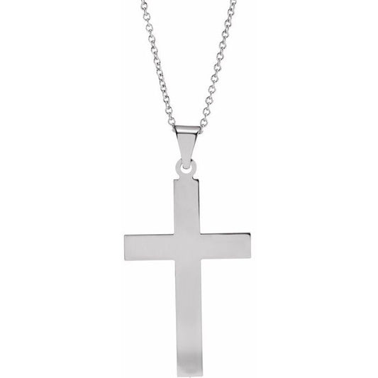 Sterling Silver 36.8x17.7 mm Cross 18" Necklace