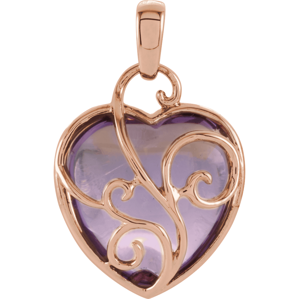 Radiant Romance: 14K Rose Gold Heart Pendant w/14K Gold 18 inch chain