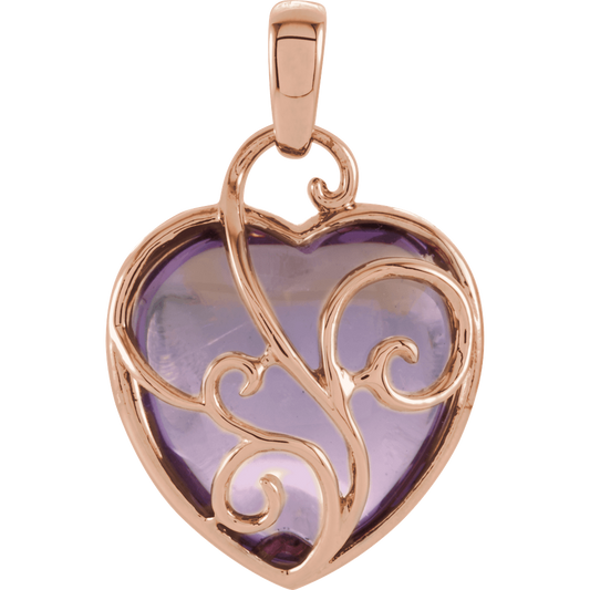 Radiant Romance: 14K Rose Gold Heart Pendant