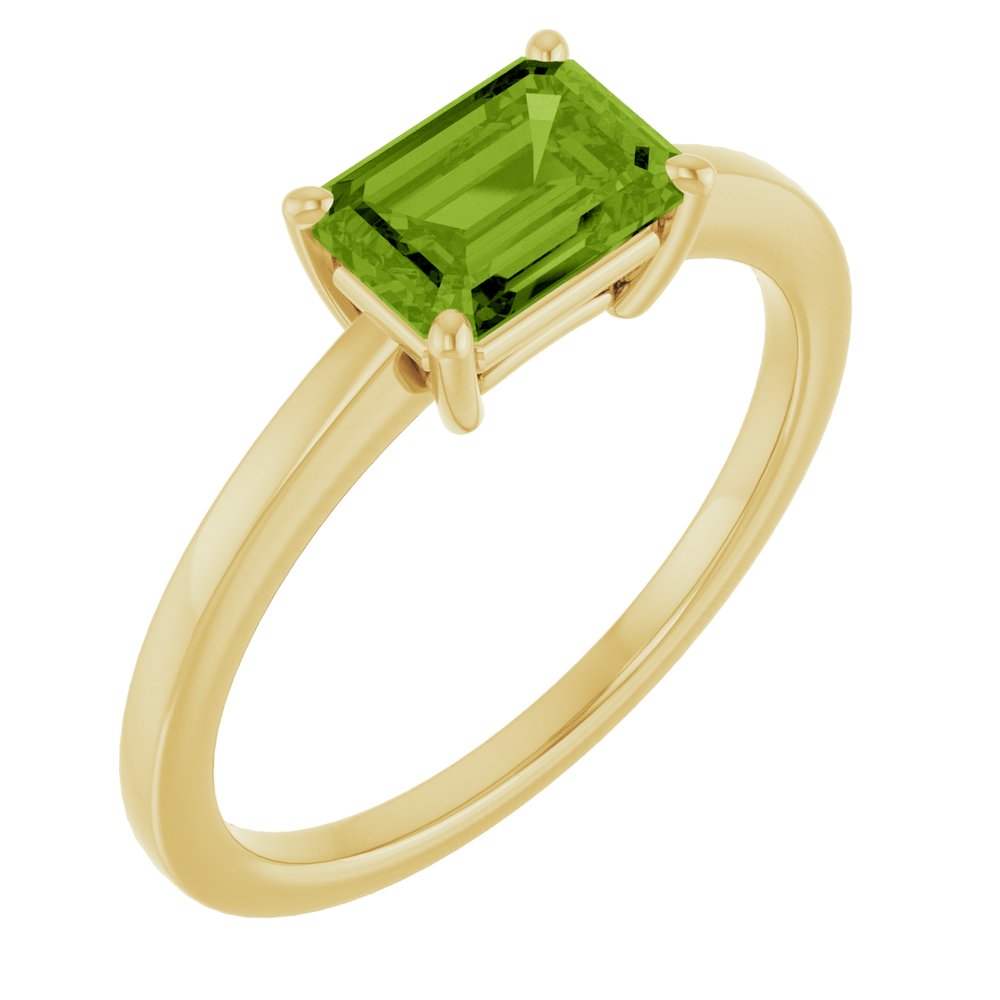 14K Yellow Gold Natural Peridot Solitaire Ring