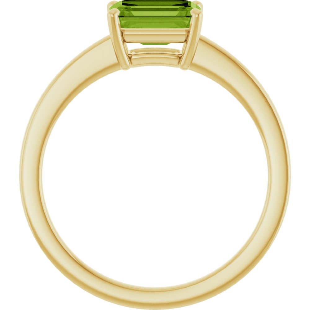 14K Yellow Gold Natural Peridot Solitaire Ring