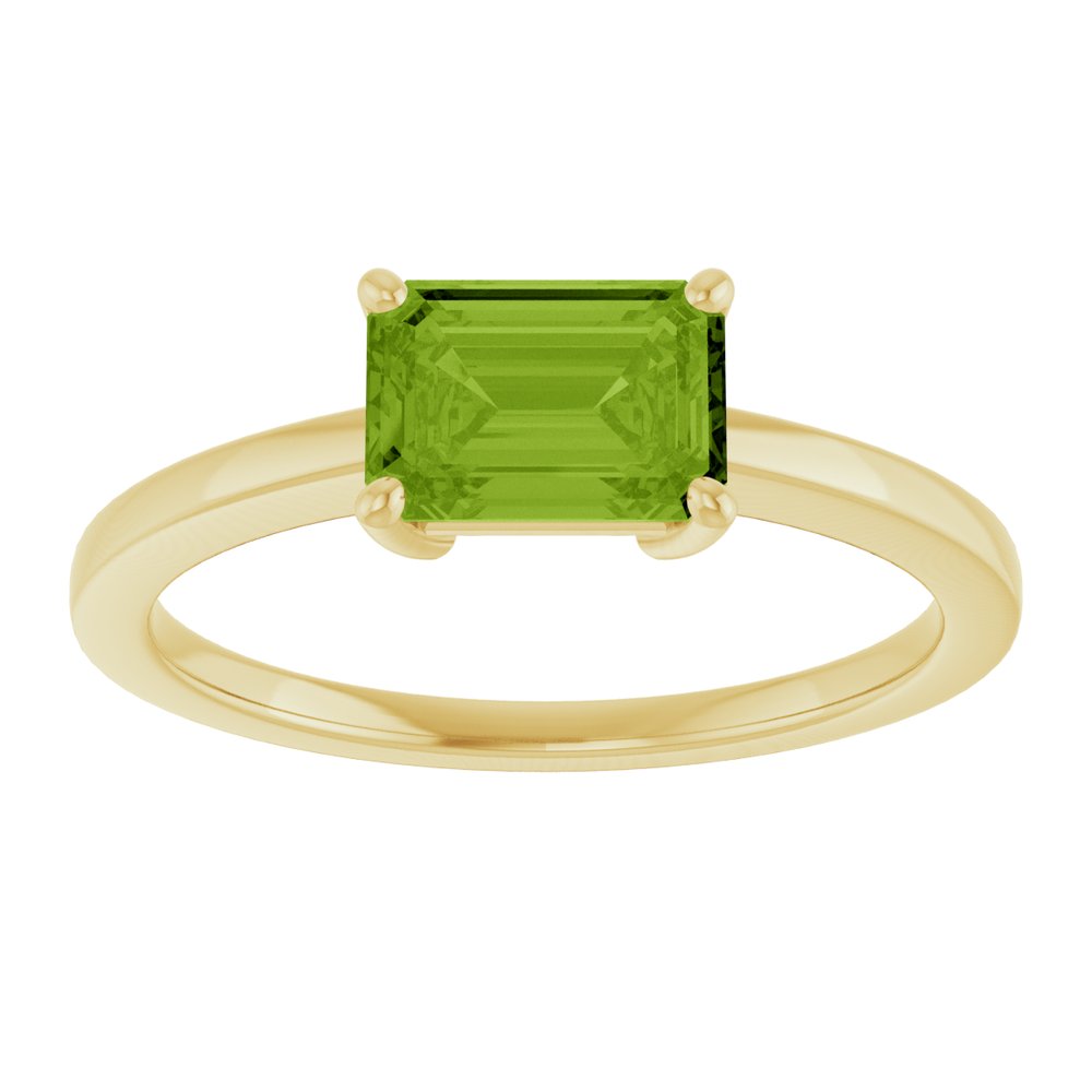 14K Yellow Gold Natural Peridot Solitaire Ring