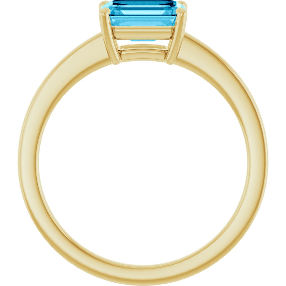 14K Yellow Gold Natural Sky Blue Topaz Solitaire Ring