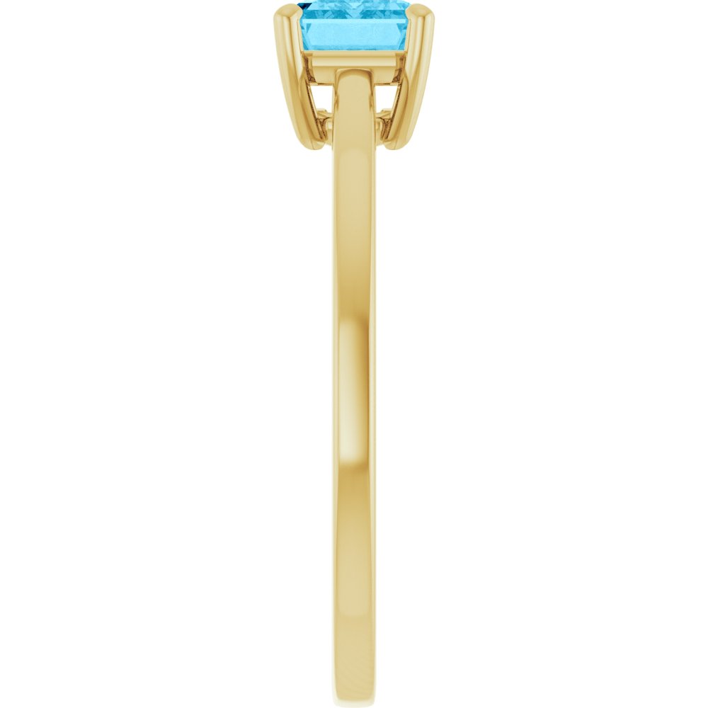 14K Yellow Gold Natural Sky Blue Topaz Solitaire Ring