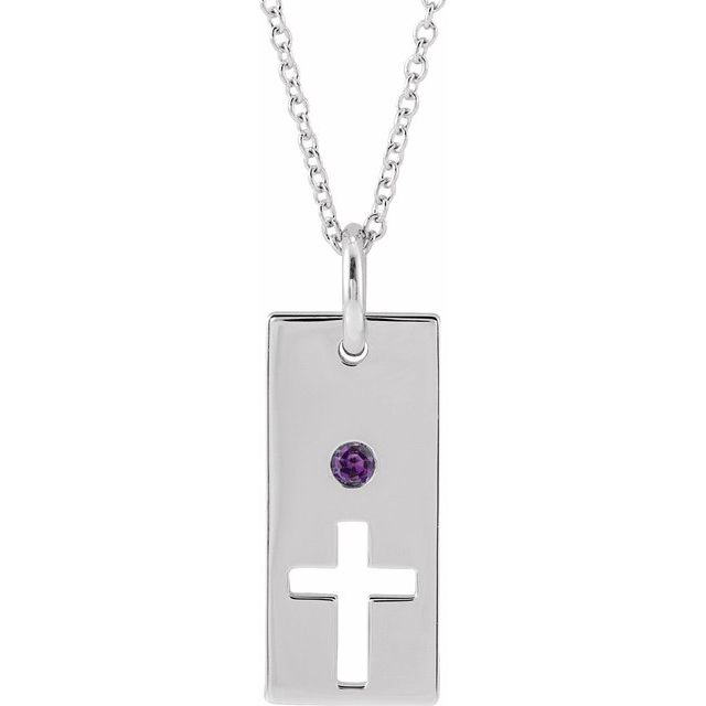 Sterling Silver Natural Alexandrite Cross Bar 16-18" Necklace