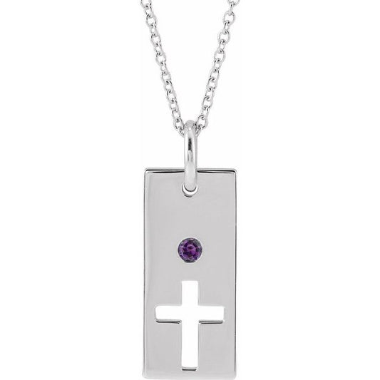 Sterling Silver Natural Alexandrite Cross Bar 16-18" Necklace
