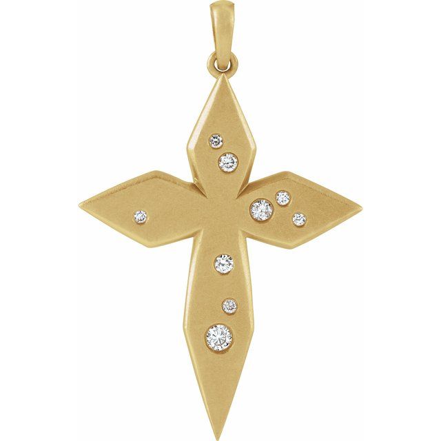 14K Yellow Gold .08 CTW Natural Diamond Cross Pendant