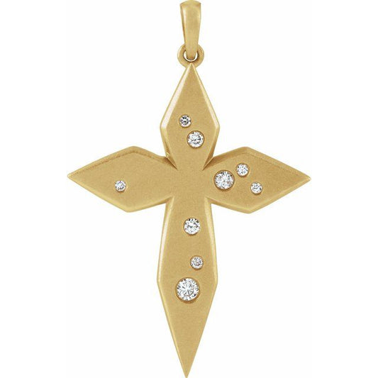 14K Yellow Gold .08 CTW Natural Diamond Cross Pendant