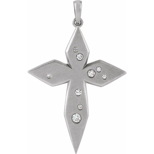 Platinum .08 CTW Natural Diamond Cross Pendant