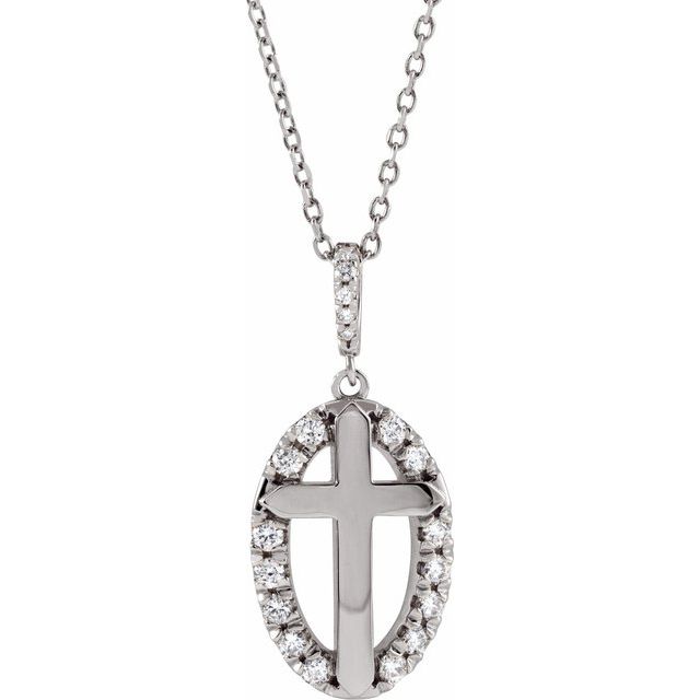 Platinum 1/5 CTW Natural Diamond Halo-Style Cross 16-18" Necklace