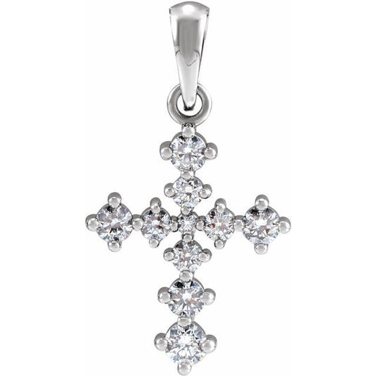 Platinum 3/8 CTW Natural Diamond Cross Pendant