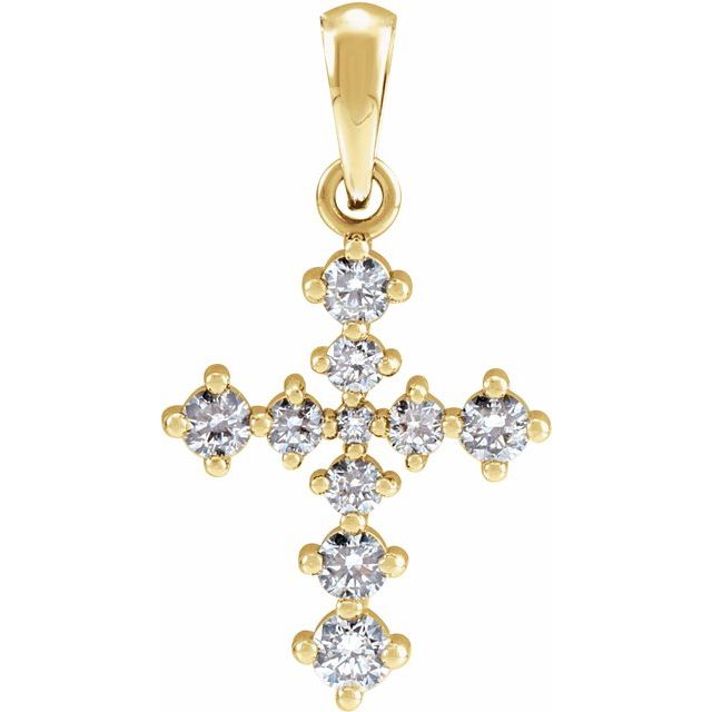 14K Yellow Gold 3/8 CTW Natural Diamond Cross Pendant