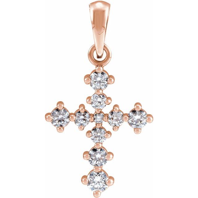14K Rose Gold 3/8 CTW Natural Diamond Cross Pendant