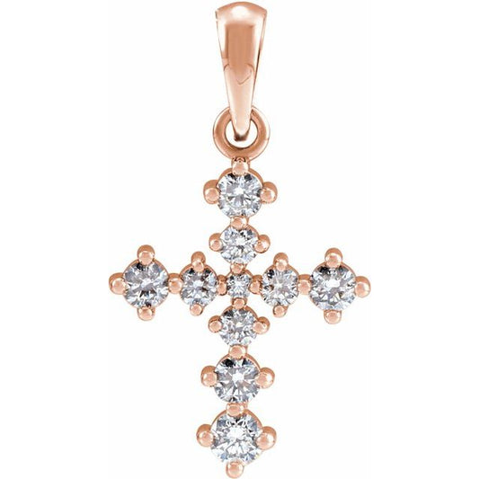 14K Rose Gold 3/8 CTW Natural Diamond Cross Pendant