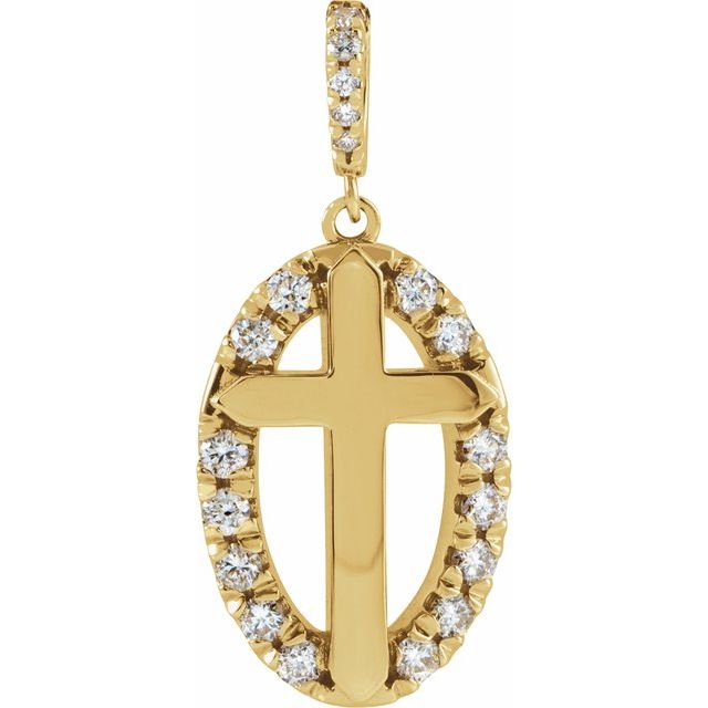 14K Yellow Gold 1/5 CTW Natural Diamond Halo-Style Cross Pendant