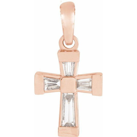 14K Rose Gold 1/10 CTW Natural Diamond Cross Pendant