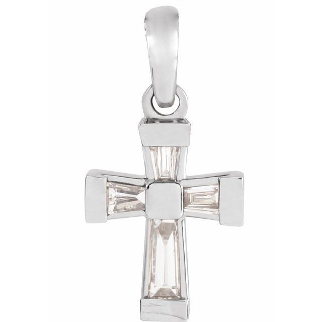 14K White Gold 1/10 CTW Natural Diamond Cross Pendant