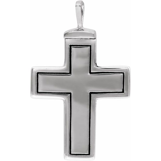 10K White Gold 26x16.5 mm Cross Ash Holder Pendant