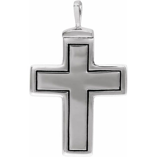 10K White Gold 26x16.5 mm Cross Ash Holder Pendant