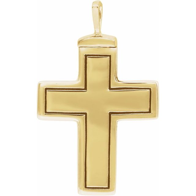 10K Yellow Gold 26x16.5 mm Cross Ash Holder Pendant