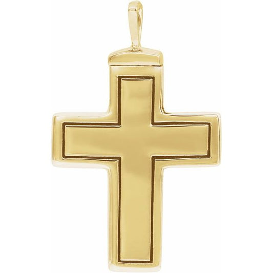 10K Yellow Gold 26x16.5 mm Cross Ash Holder Pendant