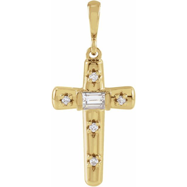 14K Yellow Gold 1/8 CTW Natural Diamond Cross Pendant