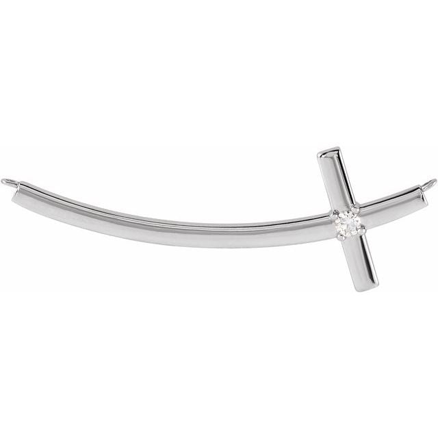 Platinum .06 CT Natural Diamond Sideways Cross Necklace Center