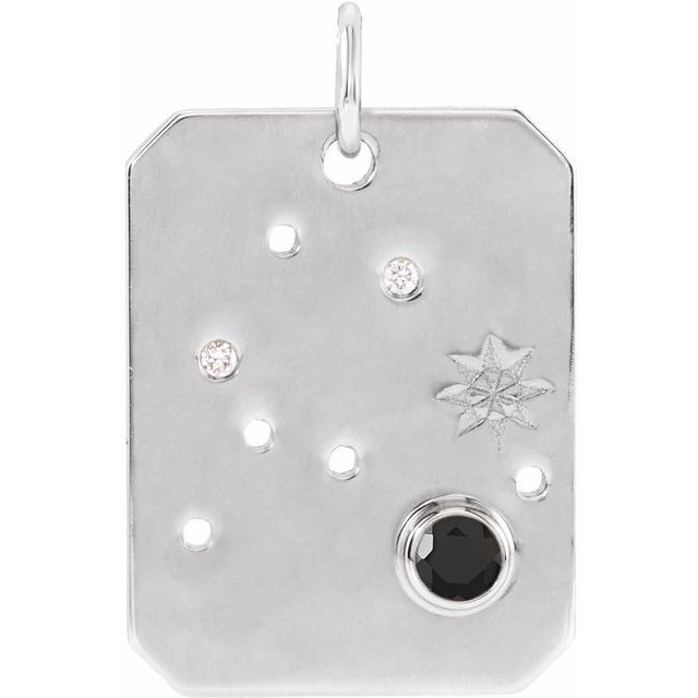 Platinum Natural Black Spinel & .01 CTW Natural Diamond Aquarius Constellation Pendant